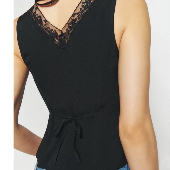 BEST Reformation Cristina Lace Top Sz6 Black Lace French Vest Must Have - Picture 9 of 10